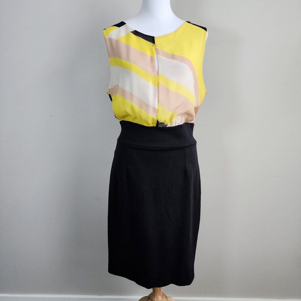 MNG Colorblock Sheath Dress Womens Large Midi Striped Feminine Elegant Dopamine